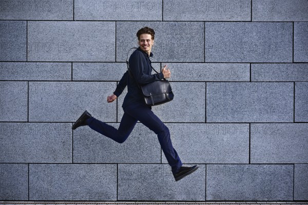 Nice day! Businessman makes a good deal, good mood