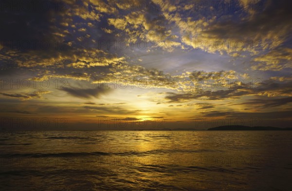 Beautiful landscape with tropical sea sunset on the beach, background