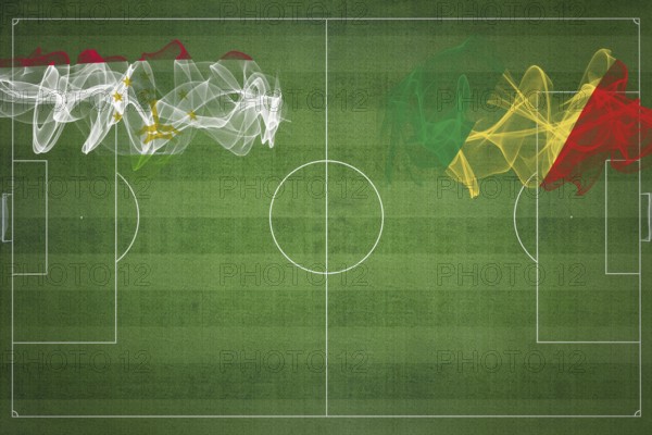 Tajikistan vs Congo Soccer Match, national colors, national flags, soccer field, football game, Competition concept, Copy space