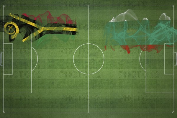 Vanuatu vs Bulgaria Soccer Match, national colors, national flags, soccer field, football game, Competition concept, Copy space