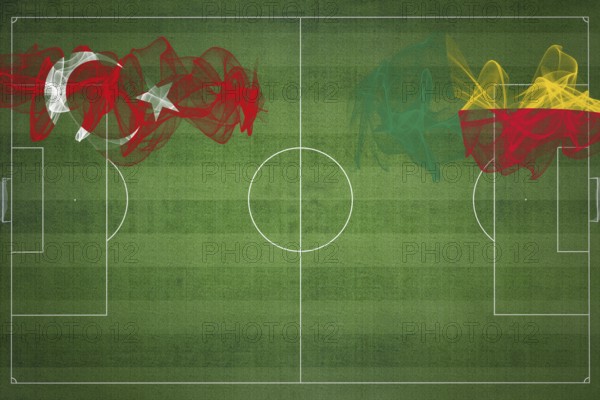 Turkey vs Benin Soccer Match, national colors, national flags, soccer field, football game, Competition concept, Copy space