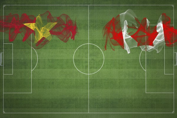 Vietnam vs Canada Soccer Match, national colors, national flags, soccer field, football game, Competition concept, Copy space