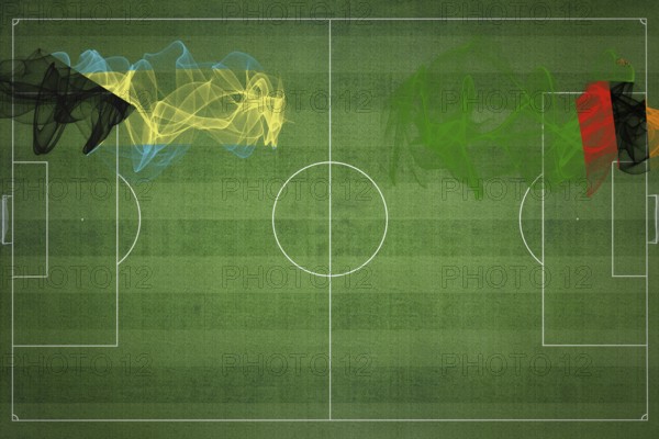 Bahamas vs Zambia Soccer Match, national colors, national flags, soccer field, football game, Competition concept, Copy space
