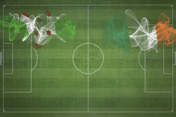 Burundi vs Ireland Soccer Match, national colors, national flags, soccer field, football game, Competition concept, Copy space