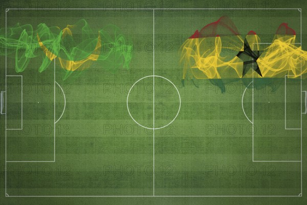 Mauritania vs Ghana Soccer Match, national colors, national flags, soccer field, football game, Competition concept, Copy space