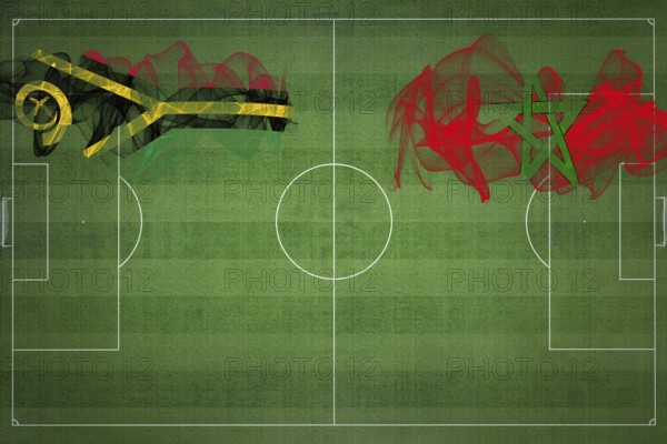 Vanuatu vs Morocco Soccer Match, national colors, national flags, soccer field, football game, Competition concept, Copy space