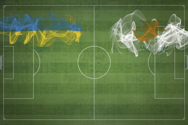 Rwanda vs Cyprus Soccer Match, national colors, national flags, soccer field, football game, Competition concept, Copy space