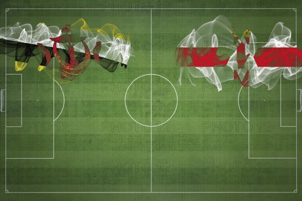 Brunei vs Northern Ireland Soccer Match, national colors, national flags, soccer field, football game, Competition concept, Copy space