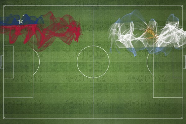Samoa vs Argentina Soccer Match, national colors, national flags, soccer field, football game, Competition concept, Copy space