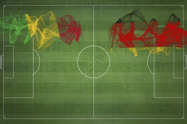 Mali vs Germany Soccer Match, national colors, national flags, soccer field, football game, Competition concept, Copy space