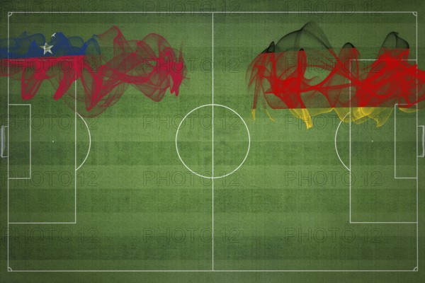 Samoa vs Germany Soccer Match, national colors, national flags, soccer field, football game, Competition concept, Copy space