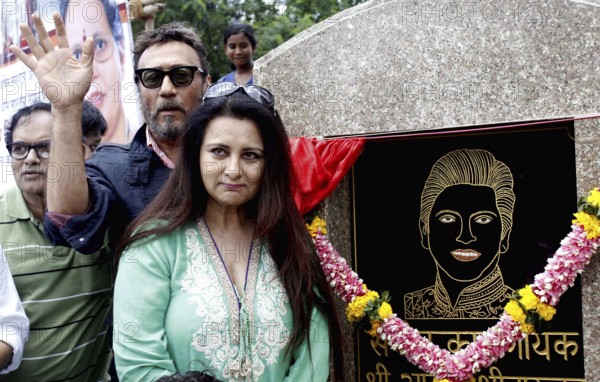 Bollywood actors Poonam Dhillon and Jackie Shroff during the inauguration of Aadesh Shritastava Chowk in Mumbai