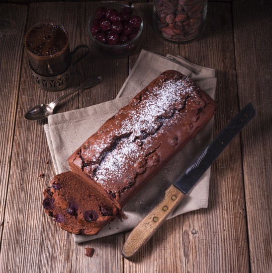 Chocolate cake with cherries