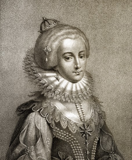 Elizabeth Stuart, the Winter Queen, 1596 - 1662, as the wife of Frederick V, Elector Palatine, Electress Palatine, and Queen of Bohemia