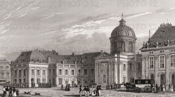 The Institut de France, Paris, antique steel engraved print, 1831