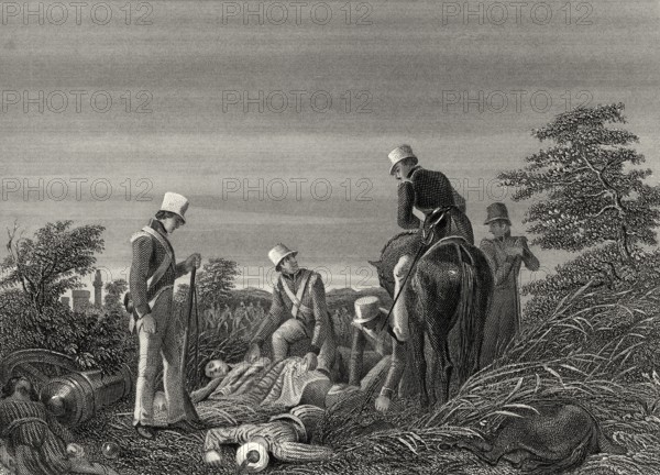 Tote britische Soldaten nach der Schlacht von Chillianwala, Zweiter Anglo-Sikh-Krieg, 13. Januar 1849