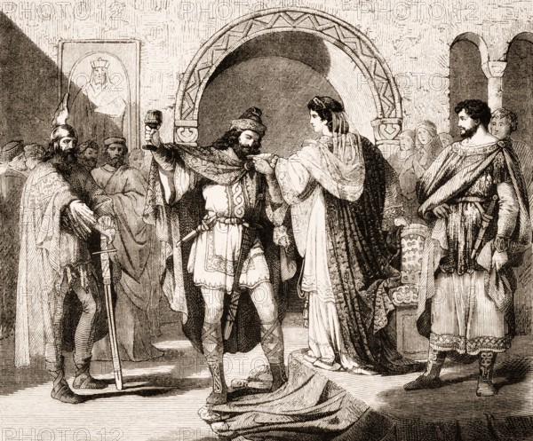 Theodelinda, queen of the Lombards, meets Agilulf, Duke of Turin and king of the Lombards