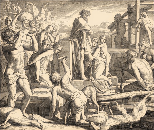 Cain establishing the city of Enoch, Old Testament, by Julius Schnorr von Carolsfeld, 1860