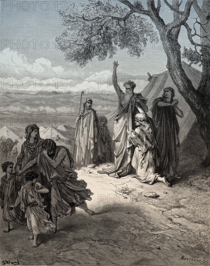 Noah Curses Ham and Canaan, Old Testament, woodcut by Gustave Doré