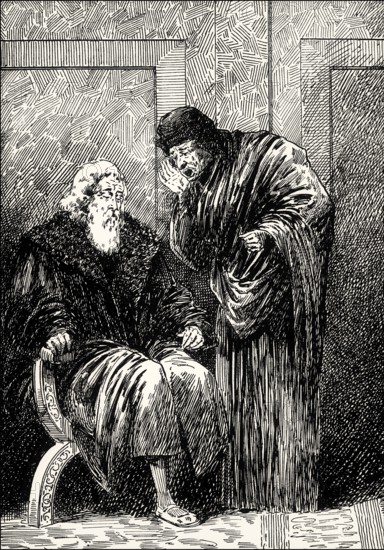 The personification of Care with Faust, Act V, Faust II, Johann Wolfgang von Goethe