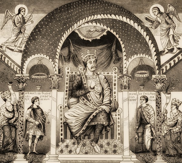 Charles the Bald, 823 – 877, emperor of the Carolingian Empire, from the The Codex Aureus of St. Emmeram