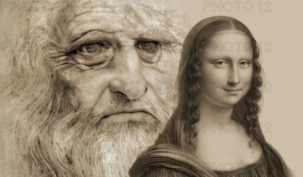 Leonardo da Vinci, 1452 - 1519, Italian painter, sculptor, architect and engineer, the painting la Gioconda, Mona Lisa, digitally edited