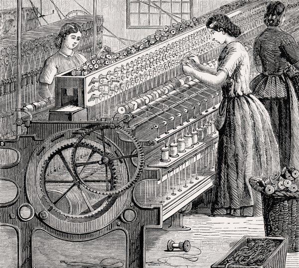 Cotton spinning at Walter Evans and Company, Derby, England, 19th century