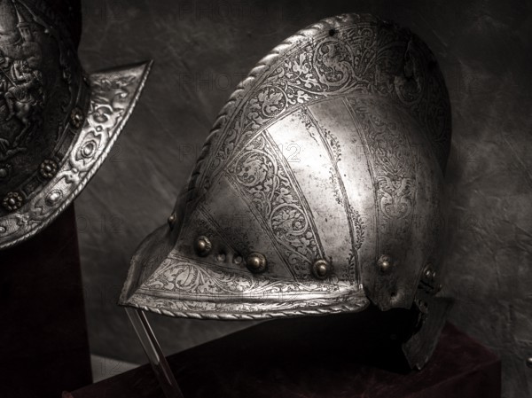 Italian high crested burgundy, 16th century, Álava Armory Museum, Vitoria, Basque Country, Spain, Europe