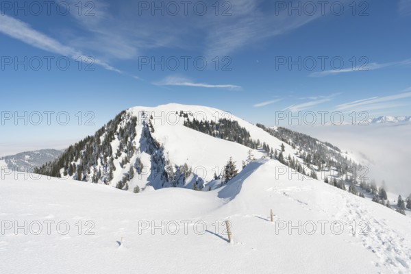 Fantastic snowshoe tour on the Hochgrat at the Nagelfluhkette in Allgau, Bavaria
