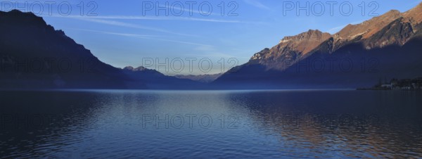 Mount Augstmatthorn at sunrise. Lake Brienzersee, Switzerland, Europe