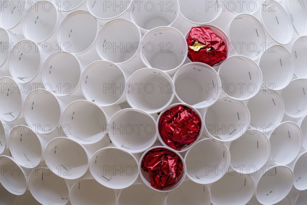 Plastic cups as litter bins