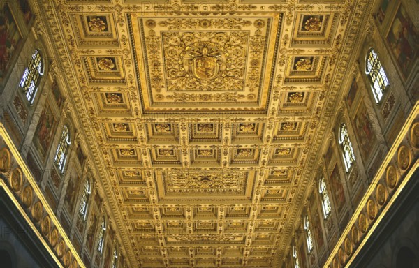 Coffered ceiling, fragment, lighting