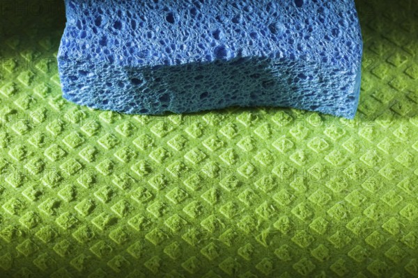 New blue sponge on washcloth