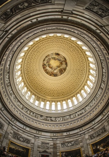 United States Capitol ceiling painting of the (United States Capitol). Shooting Location: Washington, DC