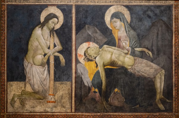 Christ tied to the column and Pietà, Master of the Pietà, late 14th century, tempera on canvas, Museo de Bellas Artes, Bilbao, Spain, Europe
