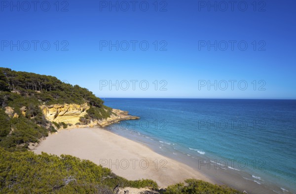 Cala Waikiki beach also Cala Fonda in Tarragona in Marquesa woods of Catalonia Spain