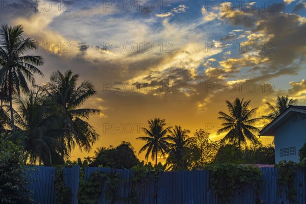 Sunset at panorama of the landscape Mekong river and Luang Prabang city in Laos world tour in Southeast Asia