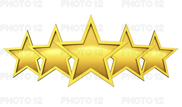 3D rendering of five golden stars