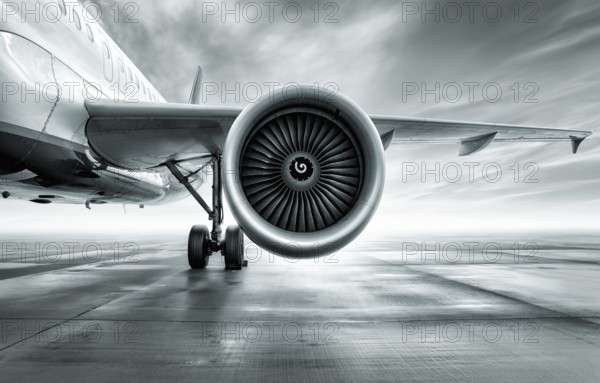 turbine of an airliner against the sky