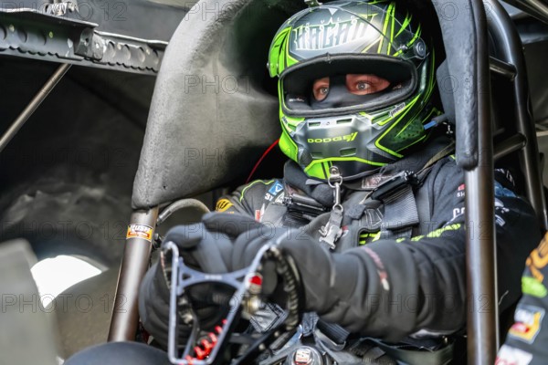 NHRA driver, Matt Hagan, prepares to qualify for the Dodge Power Brokers NHRA Mile-High Nationals in Morrison, CO, USA, North America