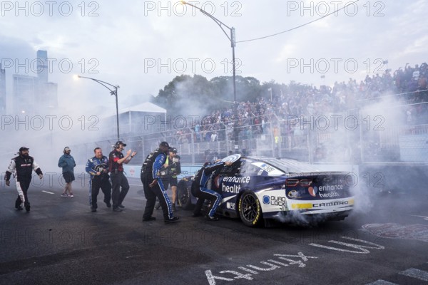 NASCAR Cup Driver, Shane van Gisbergen (91), celebrates his win for the Inaugural Grant Park 220 on the Chicago Street Course in Chicago IL