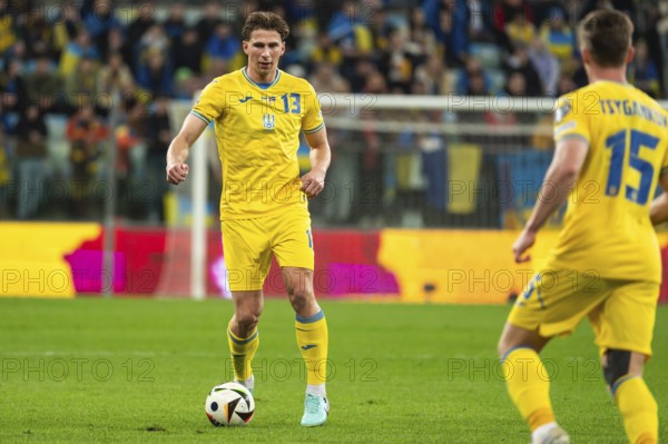 WROCLAW, POLAND - MARCH 26, 2024: Qualifications for UEFA Euro 2024. Final play-off match Ukraine - Iceland 2:1. In action Illia Zabarnyi
