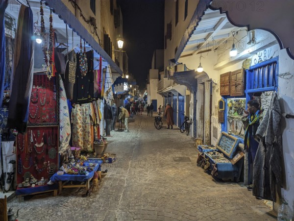 Idyllic alley in the medina of Essaouira, Morocco, Africa