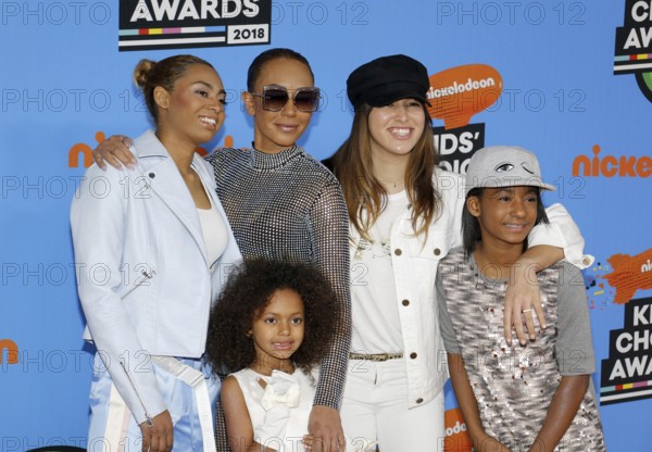 Mel B, Madison Brown Belafonte, Angel Iris Murphy Brown and Phoenix Chi Gulzar at the Nickelodeon's 2018 Kids' Choice Awards held at the Forum in Inglewood, USA on March 24, 2018., Inglewood, California, USA, North America