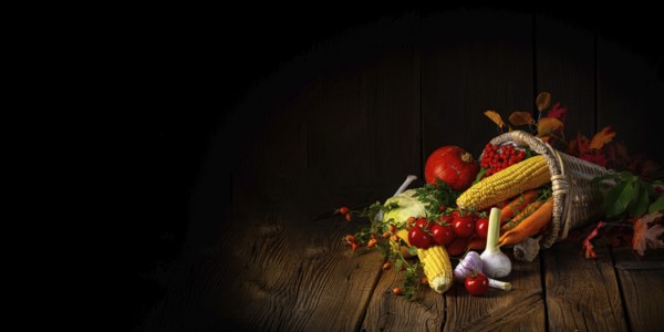 The beautiful autumn cornucopia with vegetables