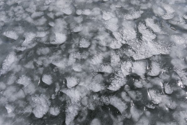 Nature, ice structures on a frozen Saint Lawrence River, Province of Quebec, Canada, North America