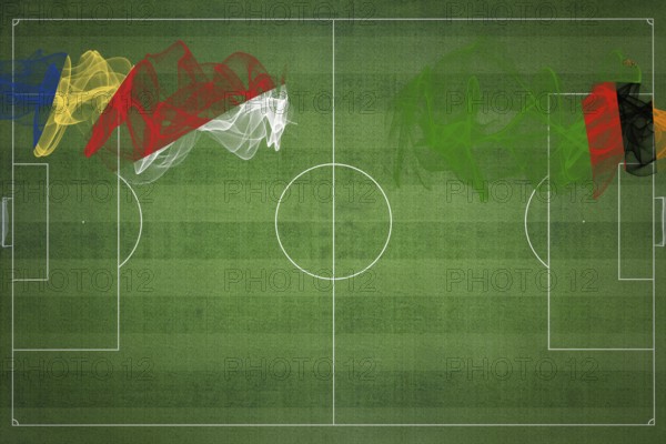 Seychelles vs Zambia Soccer Match, national colors, national flags, soccer field, football game, Competition concept, Copy space
