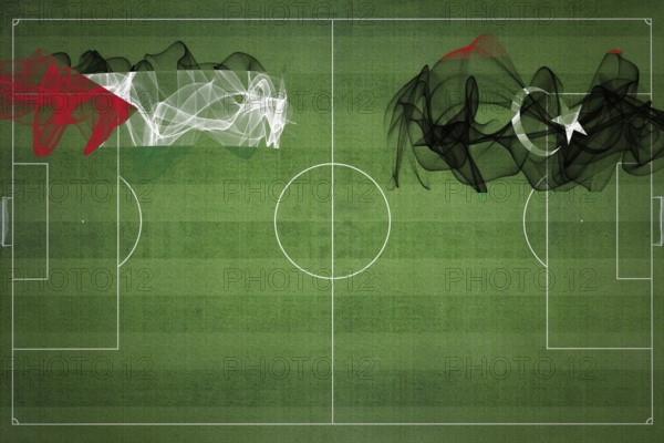 Palestine vs Libya Soccer Match, national colors, national flags, soccer field, football game, Competition concept, Copy space