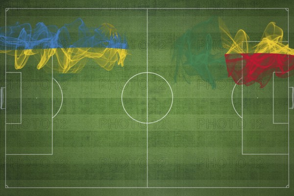Rwanda vs Benin Soccer Match, national colors, national flags, soccer field, football game, Competition concept, Copy space