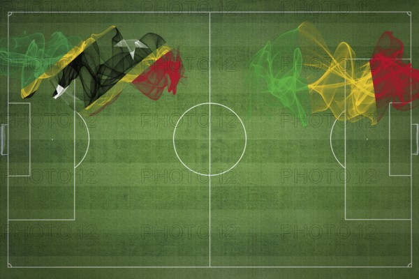 Saint Kitts and Nevis vs Mali Soccer Match, national colors, national flags, soccer field, football game, Competition concept, Copy space